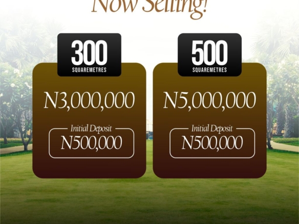 Monarch Residence flyer for Emuren, Ikorodu: 300 sqm at ₦3,000,000, 500 sqm at ₦5,000,000, and initial deposit of ₦500,000.