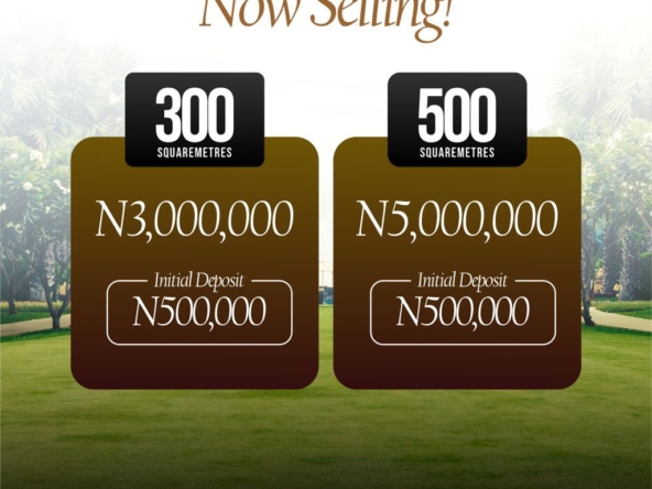 Monarch Residence flyer for Emuren, Ikorodu: 300 sqm at ₦3,000,000, 500 sqm at ₦5,000,000, and initial deposit of ₦500,000.